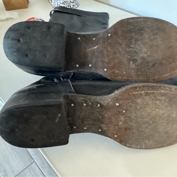 Black Leather Boots with back zipper - Picture 3 of 4